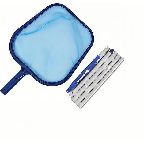 Schwimmbadkescher mit 120 cm Teleskopstange aus Aluminium, feines und tiefes Netz zum Reinigen von schwimmenden Blättern, Insekten und Schmutz, geeignet zum Reinigen von Garten-SPA-Pools (1/5)
