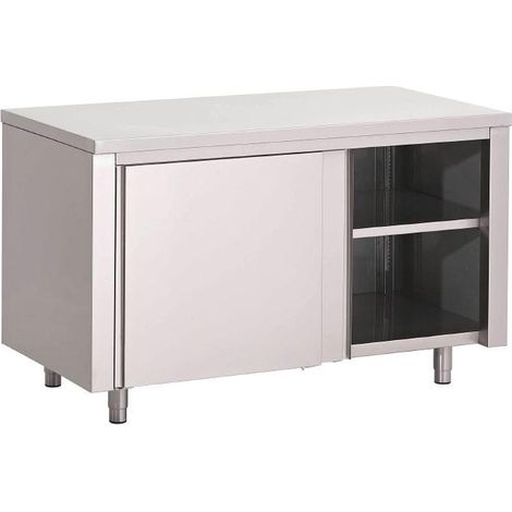 Meuble Bas Cuisine Inox - Porte Coulissante - Gamme 700 - Gastro M
