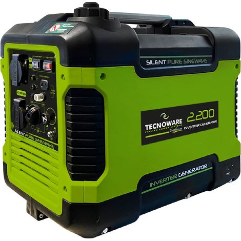 Tecnoware Power Systems - Generatore Inverter Silenziato 2200VA Monofase Basso Consumo Eco Speed Control Portatile e Compatto per Campeggi, Verde (1/4)