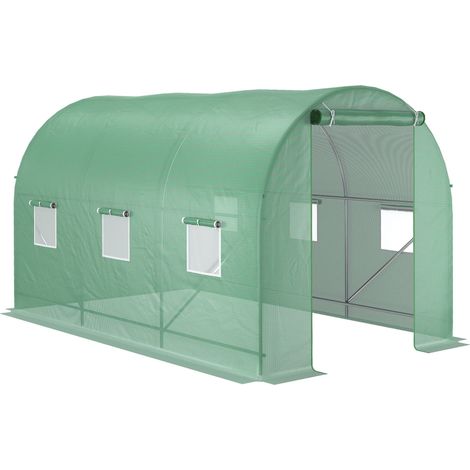 Invernadero túnel para tomates con ventana 350 x 200 x 200 cm verde acero (1/5)