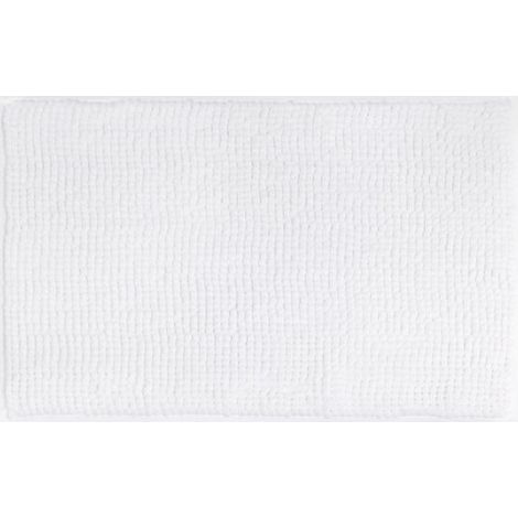 Tapis de bain antidérapant en chenille Ultra-absorbant et lavable en machine Pour salle de bain, douche, baignoire ou comme tapis de toilette Blanc - 40 x 60 cm (1/5)