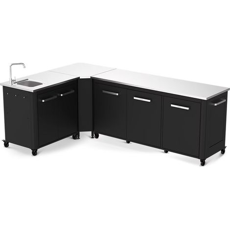 AUTRES Cuisine extérieure modulable avec module 180 cm, évier 90 cm et angle - plan inox (1/3)