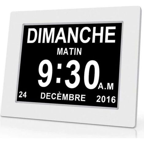 One Piece 7-inch Digital Calendar Clock with Date and Time, Alzheimer's Clock for Parents, Medication Reminder for Grandparents and Children - White - 20414324mm (1/5)