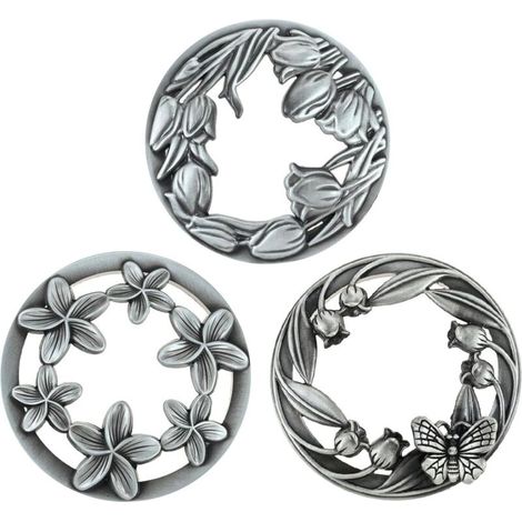 Lot de 3 couvercles de bougie en métal argenté vieilli - Aide à brûler uniformément les pots de bougies - Accessoires de bougie - Couvercle pour bougies en verre (tulipes, petites (1/5)