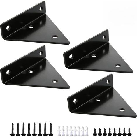 4 Pièces 810cm Supports d’Étagère Flottants Invisibles, Supports à Tablettes Muraux Triangulaires, pour Fixation Discrète de Tablettes et Étagères, pour Décoration Intérieure, Noir (1/5)