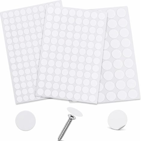 Cache Vis Blanc Adhésif Lot de 290 Pièces 3 Tailles PVC Anti-Rouille Meuble (1/5)