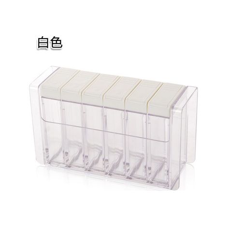 Pot à épices transparent ensemble bouteille d'assaisonnement sel et poivre couvercle coloré cuisine Condiment Cruet conteneur de stockage support à épices mise à niveau blanc (1/5)