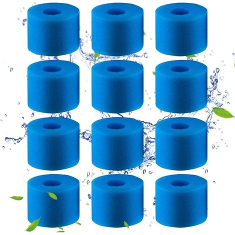 Lot de 12 filtres de Piscine en Mousse Filtre pour Intex Type S1 - Filtre en Mousse pour Spa. Piscine - Réutilisables et lavables - Éponge de Filtration de Type S1 (12 pièces)\u2026 (1/5)