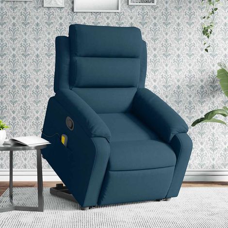 Massagesessel mit Aufstehhilfe Blau Samt (1/5)