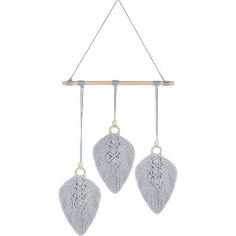 Décoration murale décoration boho, tapis mural, artisanale 42 55 cm (gris) (1/5)