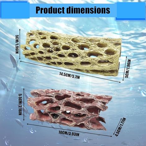 Aquarium Hideout, Tree Trunk Shaped Aquarium Cave  Red and Yellow Shrimp Hideouts for Shrimp Crabs and Small Aquatic Animals (1/4)