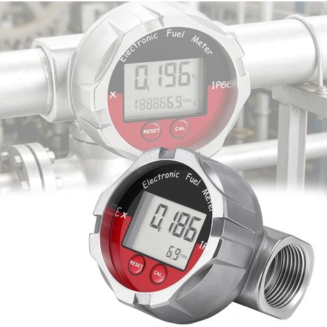 Débitmètre, Numérique électronique LCD 1 Pouce En Acier Inoxydable Compteur à Turbine Pour La Mesure L'eau De L'essence Du Kérosène De L'huile Et Autres Liquides étanche (IPX7) Plage 10-100 L/Min (1/5)