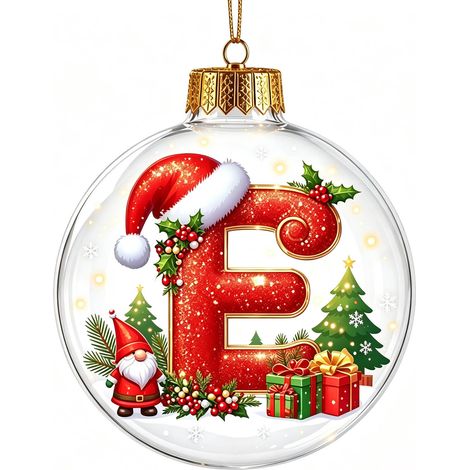 Boule à neige de Noël 3D en acrylique transparent, lettres, décoration à suspendre pour sapin de Noël (non lumineuse) (1/5)