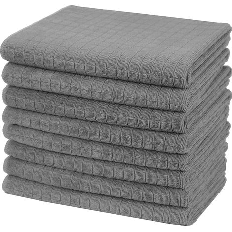 8 paños de cocina de microfibra - Suaves y súper absorbentes, 45 x 65 cm, gris (1/5)