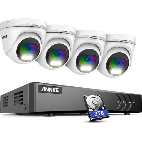 ANNKE 8CH CCTV Kit 5 en 1 DVR 4  2MP Cámara Visión nocturna a todo color Sistema de cámaras de seguridad de monitoreo remoto inteligente a prueba de agua - 2TB HDD (1/5)