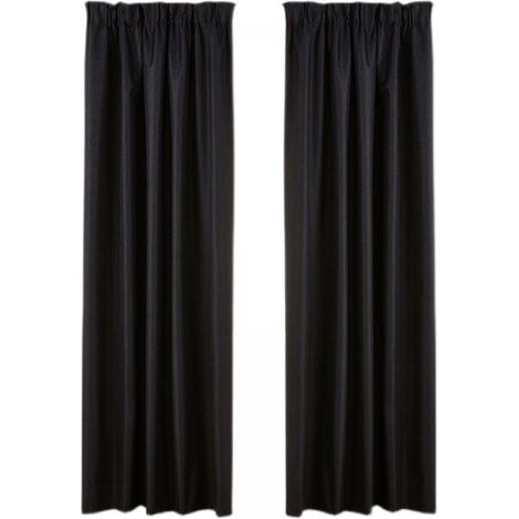 Ensemble de 2 rideaux thermiques isolants noirs unis avec passe-tringle et doublure en mousse – Rideaux occultants opaques pour préserver l'intimité et optimiser l'isolation thermique, 162,5 cm de lon (1/5)