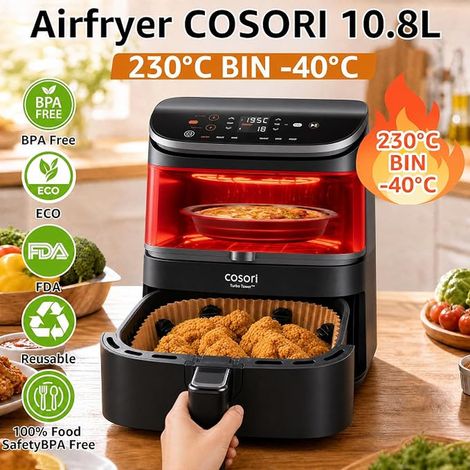 Accessories for Airfryer 10.8 L, Double Compartment Air Fryer 6.5 L/4.3 L, Silicone Mould, Pizza Pan, Muffin Pan, Baking Rack (1/3)