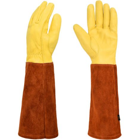 Gants de jardinage pour hommes et , gants en cuir à manches longues, résistants aux perforations et aux rayures, adaptés à l'élagage de jardinage, au travail de jardinier, etc. (taille moyenne 1 paire (1/5)