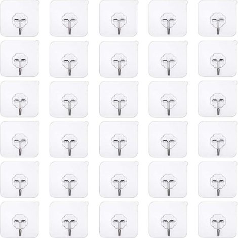 [NIEMALS VERWENDET] 50 selbstklebende Haken, kein Bohren erforderlich. Transparente Wandhaken, wasserfeste Türhaken – ideal für Küche und Bad.
