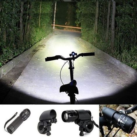 Haute luminosité 3 Lanternas modes de vélo LED lampe torche vélo Eclairage avant avec support de lampe de poche Bracket Mont