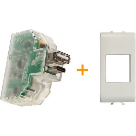 Fanton caricatore caricatutto USB A+C compatibile Gewiss Chorus Bianco Satinato - 82893