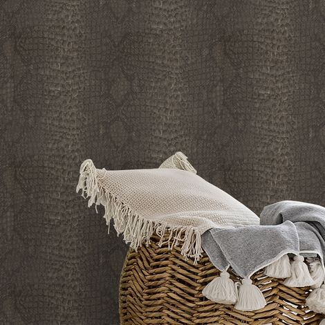 Papier peint intissé peau de serpent marron – Dimensions 1005 x 52cm – Raccord 64cm – Application directe sur mur – Superfresco Easy