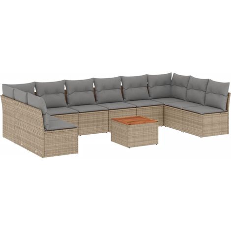 Maison Exclusive - Set de sofás de jardín 11pzas con cojines ratá (1/3)