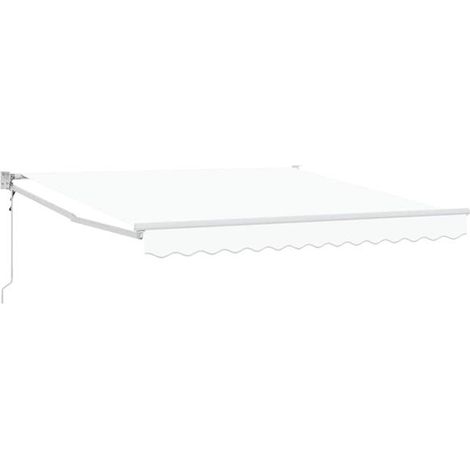 Store banne rétractable blanc, 350 x 250 cm, en polyester et aluminium. (1/5)