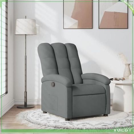 Fauteuil inclinable - Mod. 7291712414275 - Tissu gris foncé - Inclinaison manuelle 135° - Cadre bois et métal (1/5)
