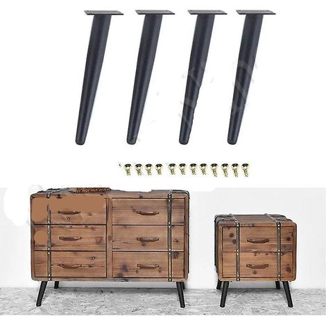 Pieds de table en métal, ferrures coniques, buffet/armoire d'angle noir, 30 cm (1/5)