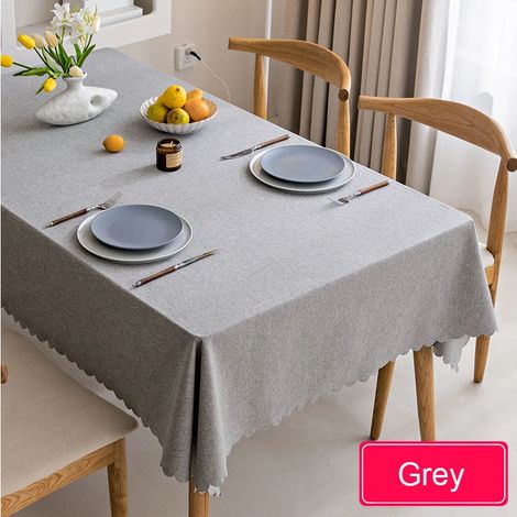 Nappe imperméable, en coton et lin nordiques, style japonais, unie, grise, pour table à manger ou table basse. (1/5)
