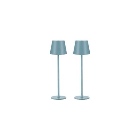 Juego de 2 lámparas de mesa LED regulables, inalámbricas y recargables, con temperatura de color cálida de 3000K, para uso interior y exterior, con USB-C, de hierro, resistentes al agua IP54, color az