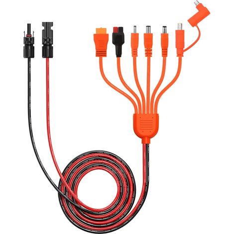 Câble Panneau Solaire 7-en-1 2M,Adaptateur Solaire XT60 Anderson Cuivre 12AWG+16AWG,7 connecteurs,branchement sécurisé,compatible station d'énergie,idéal camping,van et solaire (1/5)