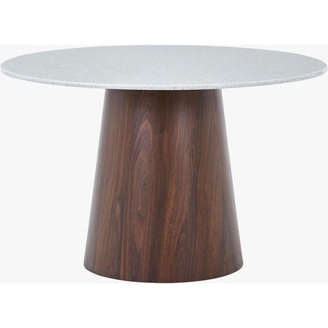Mobilier Deco – Table à manger ronde en marbre composite 120 cm – Pied central en MDF bois foncé – Design moderne et élégant – Surface facile d'entretien (1/5)