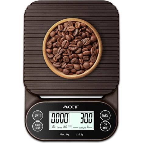 Balance à café avec minuterie - Balance de barista 3kg/0.1g pour Espresso, Pour Over et cuisine, 4 unités, balance de haute précision avec tapis antidérapant