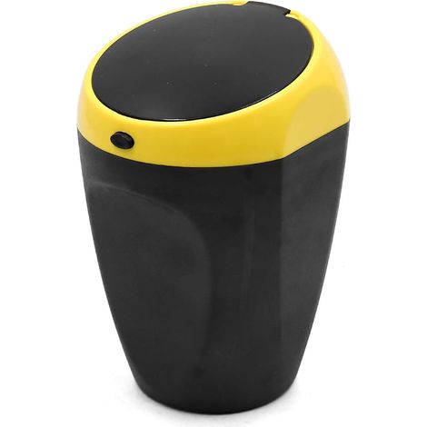 Cendrier intérieur de voiture en plastique noir et jaune, à pression, pratique et facile à nettoyer (1/5)