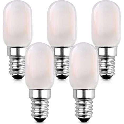 LED Filament Candelabra Ampoule, Lampe E14 LED Ampoule Pour Réfrigérateur, 1W Vintage Tubular Night Light Ampoule Blanc Chaud 2700K, 10W équivalent non-gradable, 5-Pack (1/5)