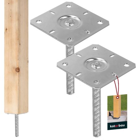 KOTARBAU® 2 pcs Support de Poteau à Sceller - Acier Galvanisé - 130 x 130 x 200 mm - Argent - Pied de Poteau - avec Ancre Béton - pour Clôture et Poutre - Robuste - Résistant à La Corrosion (1/5)