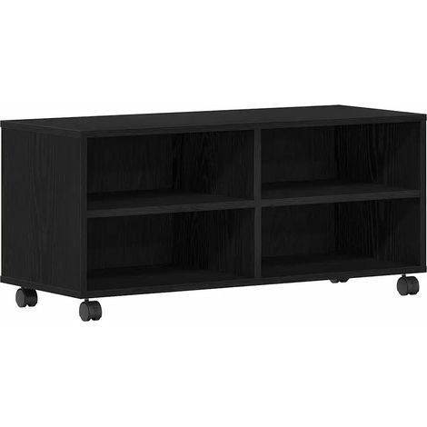 Meuble TV rectangulaire moderne 90 x 35 x 40 cm pratique et chic style minimaliste en bois noir (1/5)