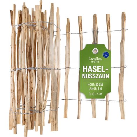 Haselnuss Holzzaun 80 cm x 5 m, Lattenabstand 3-5 cm