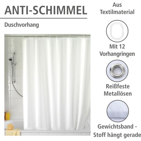 WENKO Duschvorhang Uni White, Anti-Schimmel
