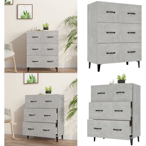Buffet gris béton 69,5x34x90 cm bois d'ingénierie - Buffet - Meuble De Rangement - Commode - Mobilier - Cuisine - Home & Living (1/5)