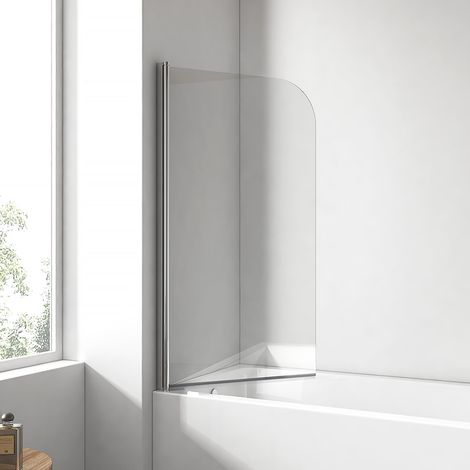 EMKE Pannello doccia per vasca da bagno, 80 x 140 cm, pieghevole, per vasca da bagno, doccia da 6 mm, in vetro di sicurezza