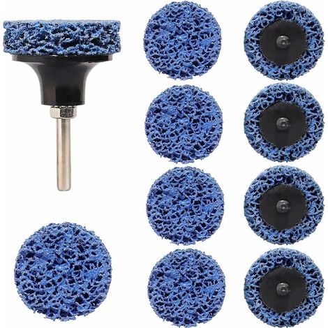 Lot de 10 disques de ponçage bleus de 50 mm à lamelles pour le nettoyage des surfaces métalliques et le décapage de la peinture, compatibles avec les