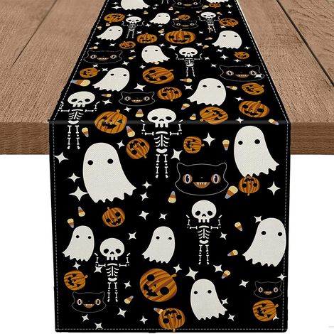 Halloween-Tischdecke aus Leinen, Tischdekoration für Zuhause, Halloween-Partydekoration (1/3)