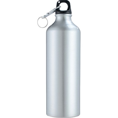 Bouteilles d'eau de 750 ml avec mousqueton, bouteille en aluminium portable, pichet étanche réutilisable pour la randonnée, les voyages, les sports de plein air, la salle de sport, le fitness. (1/5)