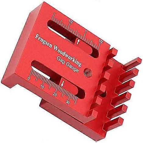 Règle à tenons en bois, jauge de profondeur, règle dentelée, outil de mesure pour le travail du bois, rouge (1/5)