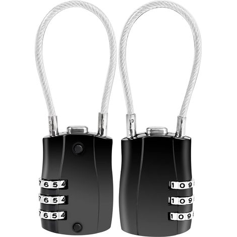 Lucchetto a combinazione a 3 cifre, lucchetto a codice per bagagli, lucchetto per baule, mini lucchetto a cavo per bagagli, lucchetto da viaggio, lucchetto per armadietto piccolo, lucchetto per zaino, (1/5)