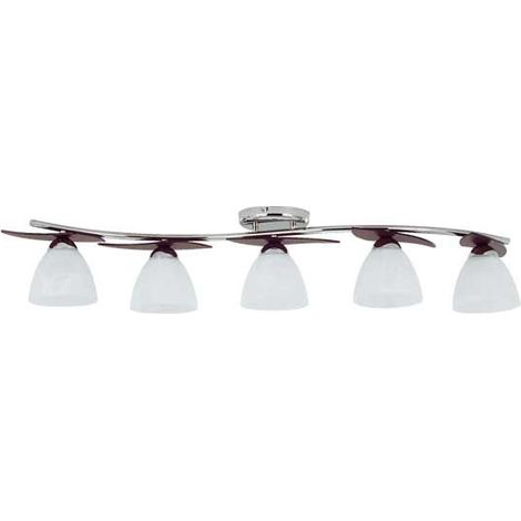 Plafonnier décor blanc/chrome bois 5xE27 15W Alfa Archimedes (1/2)