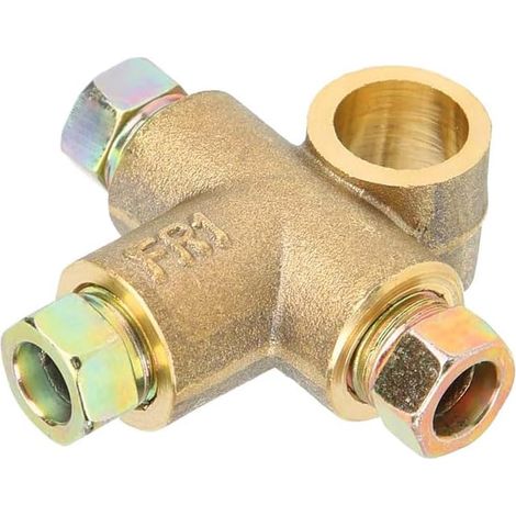 Tee de ligne de frein 3 voies 10mm, connecteur de raccordement de tuyau de soutien-gorge avec 3 écrous mâles M10, adaptation universelle pour les systèmes de frein automobiles 3/16" et l'hydraulique i (1/4)